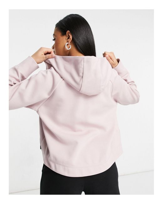 Nike Tech Fleece Zip Thru Hoodie in Pink | Lyst