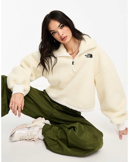 The North Face Platte - Trui Van Zware, Hoogpolige Fleece Met 1/4 Rits in het Natural