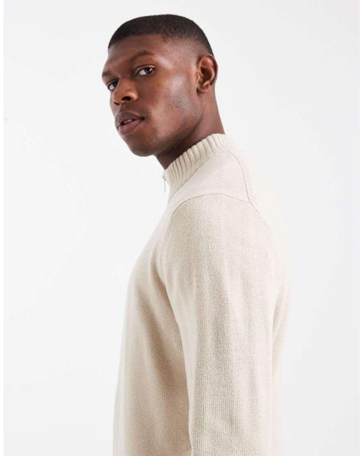 New Look Natural Zip Through Cardigan for men