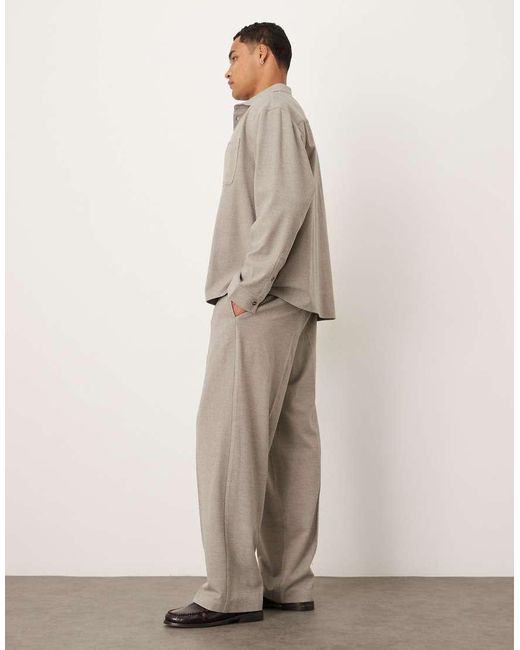 ASOS Natural Barrel Leg Suit Trousers for men
