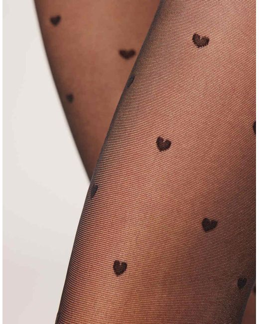 Calzedonia Pink Little Hearts 30 Denier Sheer Tights
