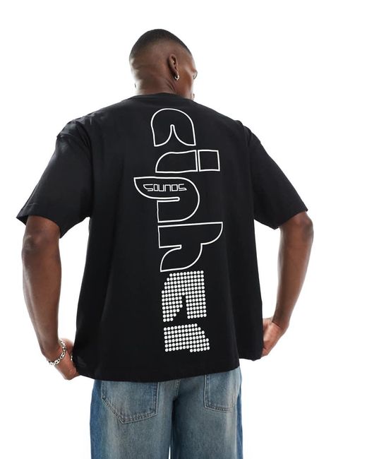 T-Shirt Oversize Nera Con Grafiche "Street" di ASOS in Black da Uomo
