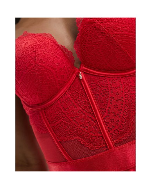 New Look Red Lace Cup Bodysuit