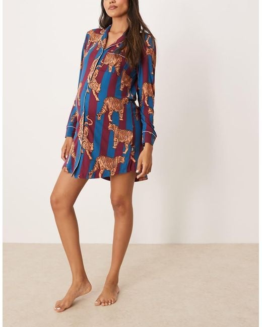Chelsea Peers Blue Maternity Night Shirt