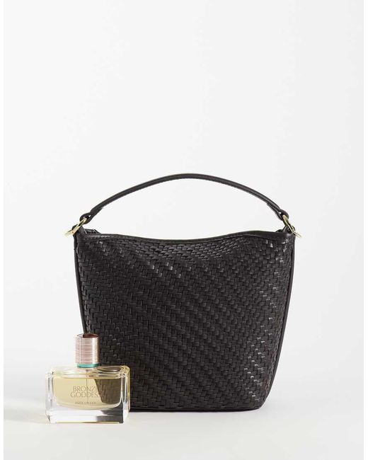 Borsa A Secchiello Piccola Intrecciata di Mango in Black