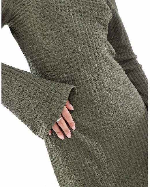 Vero Moda Green Long Sleeve Textured Maxi Dress