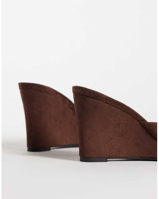 Raid Brown Juniper Faux Suede Heeled Wedge Mules