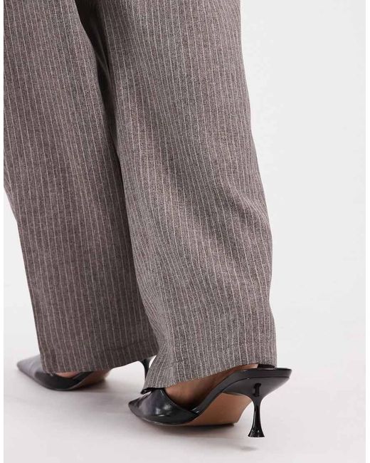 ONLY Gray Wide Leg Pinstripes Trousers