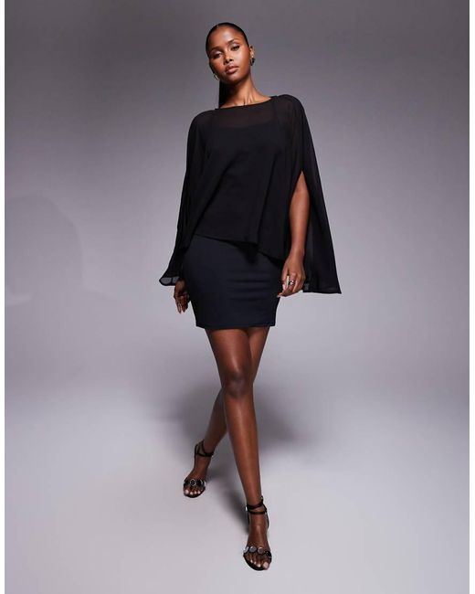 ASOS Blue Chiffon Cape Detail Mini Dress