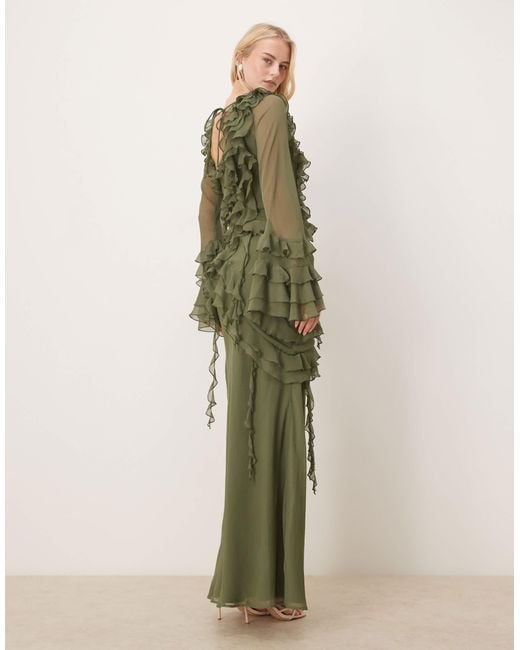 Long Asymmetrical Ruffles ASOS Asos Design Tall Chiffon Long Sleeve Asymmetric Tiered Soft Ruffle ...