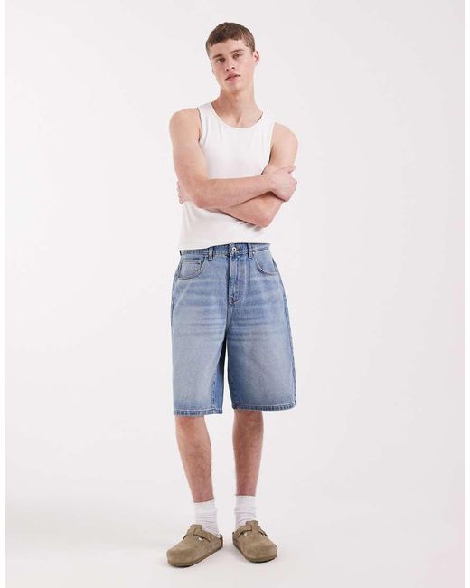 ASOS Losse Denim Jort in het Blue voor heren