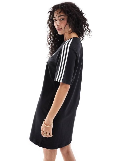 Adidas Originals Black Essentials 3-Stripes Boyfriend T-Shirt Dress