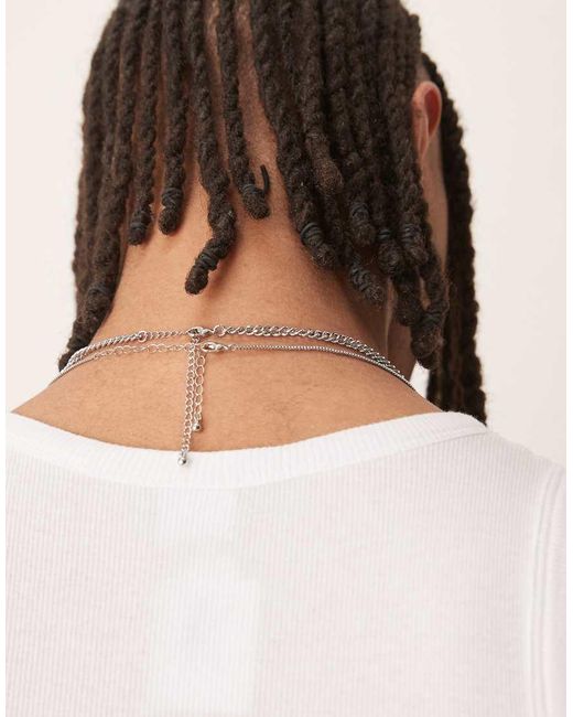 Confezione Da 2 Collane Argentate Con Catena E Con Pendente Effetto Fuso E Pietra Semipreziosa Agata di ASOS in Natural da Uomo