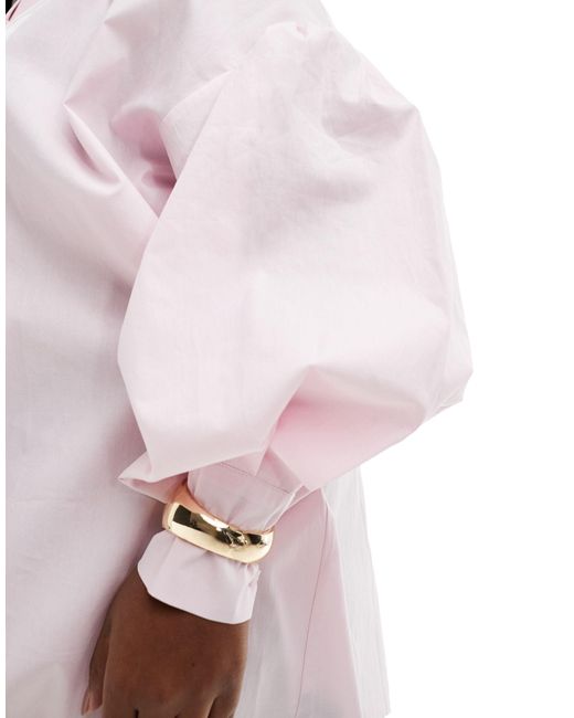 Asos design curve - ultimate - robe chemise courte coupe boyfriend avec manches volumineuses - rose ASOS en coloris Pink