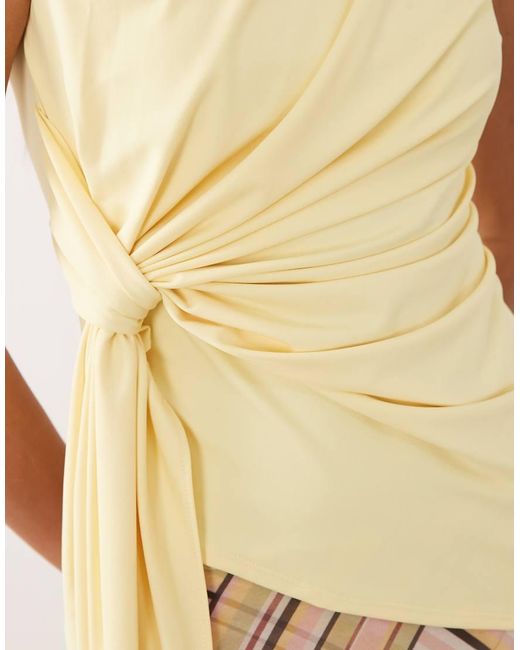 ASOS Natural Grown On Neck Sleeveless Top With Tie Detail