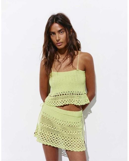Pull&Bear Green Crochet Mini Skirt