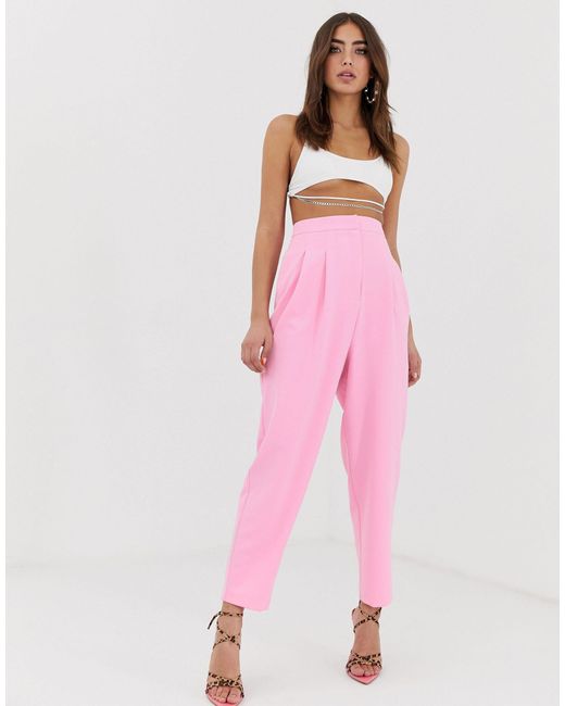 ASOS Extreme Tapered 80s Trousers in Pink