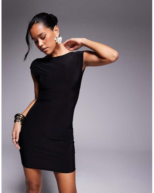 Missy Empire Black Double Layered Slinky Open Back Bodycon Mini Dress