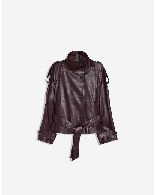 Bershka Red Short Leather Effect Trench Coat