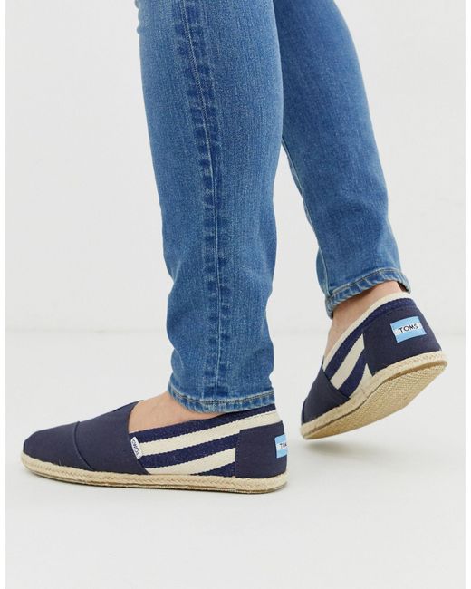 Alpargatas azul marino con rayas alpargata TOMS de hombre de color Blue