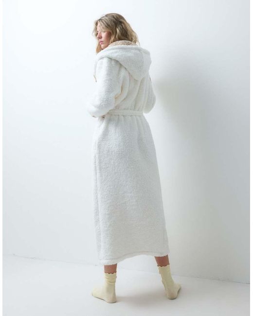 Loungeable Gray Contrast Leopard Print Cosy Hooded Maxi Dressing Gown