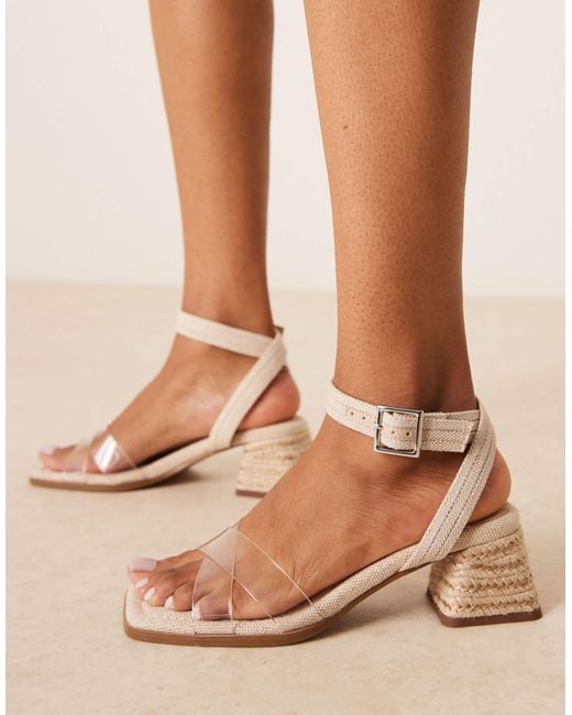 Asos Design Wide Fit Brown Hopefully Block Heeled Mid Sandals