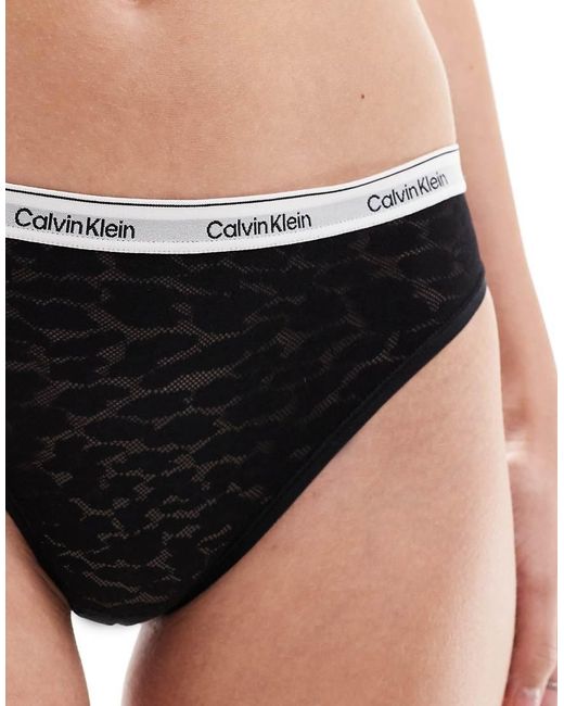 Calvin Klein Black Modern Logo Lace Brazilian Brief