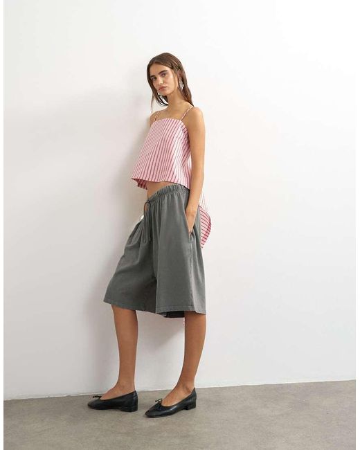 TOPSHOP White Square Neck Cami Top With Draped Back Detailing