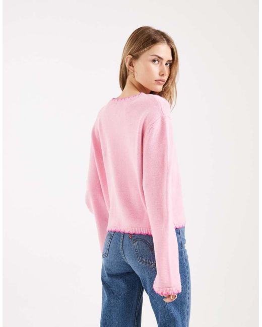 Miss Selfridge Red Blanket Stitch Cardigan