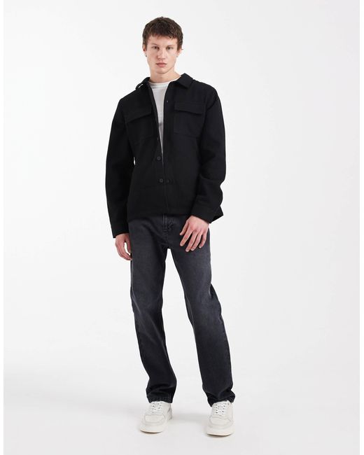 Threadbare Black Pocket Front Shacket for men