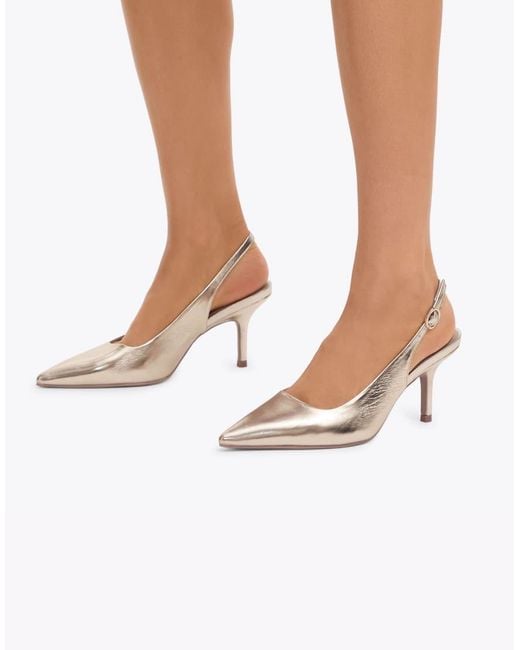 Carvela Kurt Geiger White Spirit Metallic Faux-Leather Slingback Courts