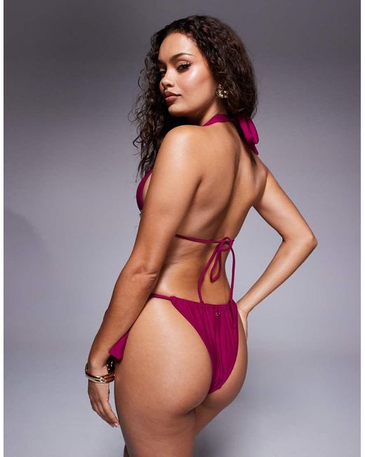 Slip Bikini Bacca Con Allacciatura Laterale di Candypants in Red
