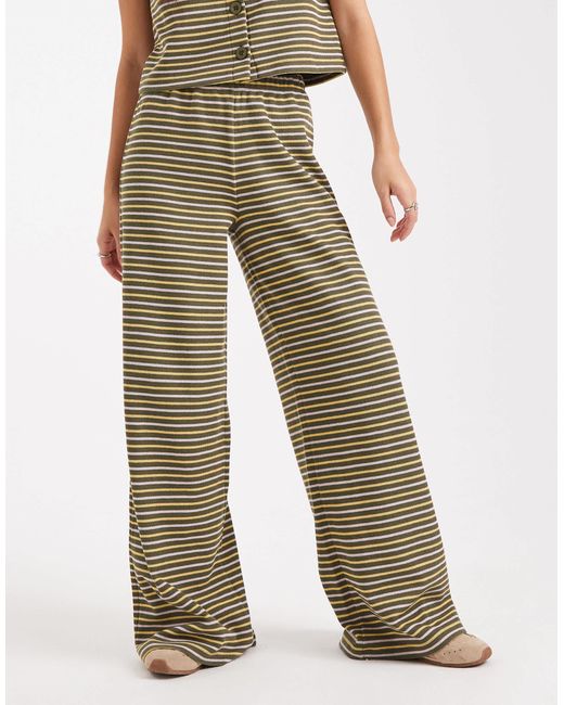 Miss Selfridge Multicolor Premium Rib Knit Wide Leg Pants