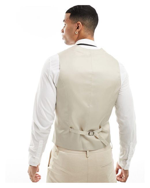 ASOS Natural Wedding Skinny Suit Waistcoat for men