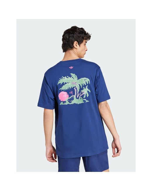 Adidas Originals Blue Graphic T-shirt for men