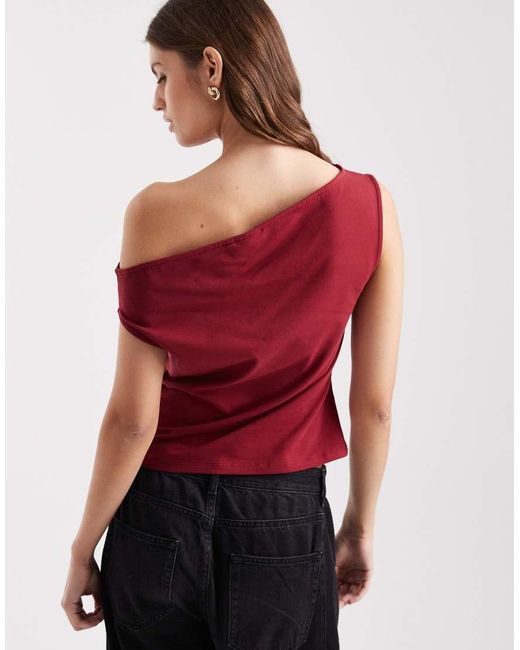 ASOS Red Cotton Off Shoulder Top