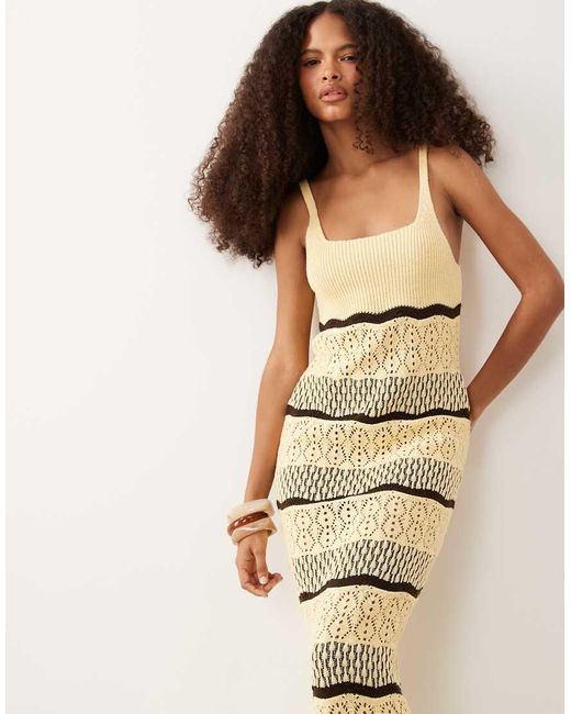 Miss Selfridge Natural Crochet Maxi Dress