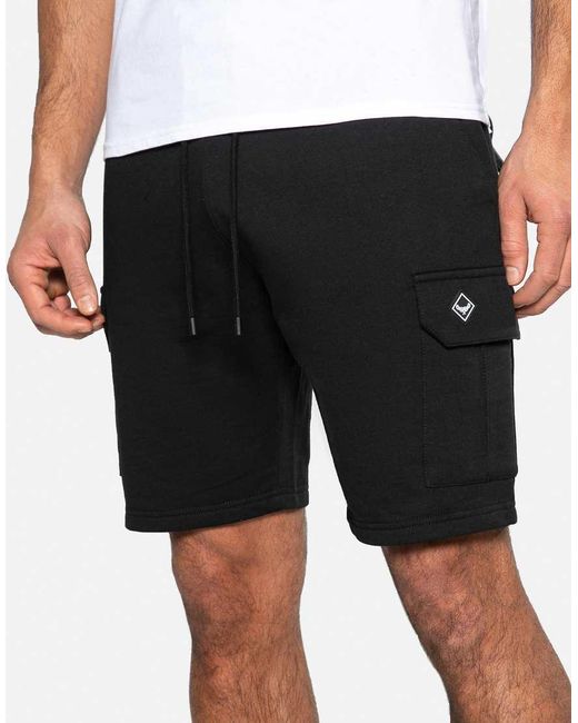 Threadbare Black Cargo Sweat Shorts for men