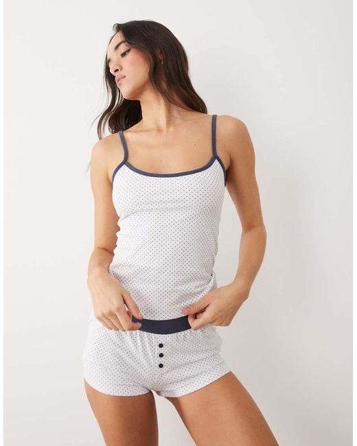 Cotton On White Sleep Soft Longline Cami And Boy Short Set