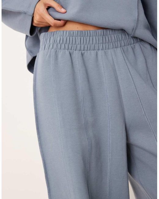 ASOS Blue Interlock Super Wide Leg jogger With Seam Detail