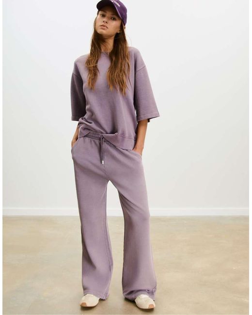 Stradivarius Sweatshirt Met Korte Mouwen En Vervaagd Effect in het Purple