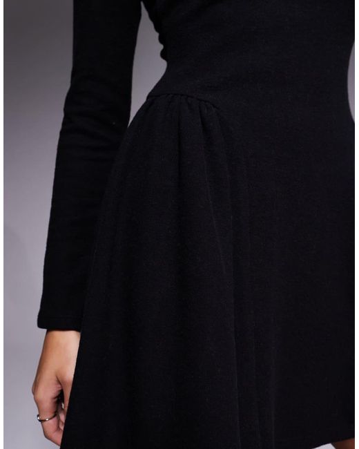 ASOS Blue Supersoft Long Sleeve Godet Mini Dress