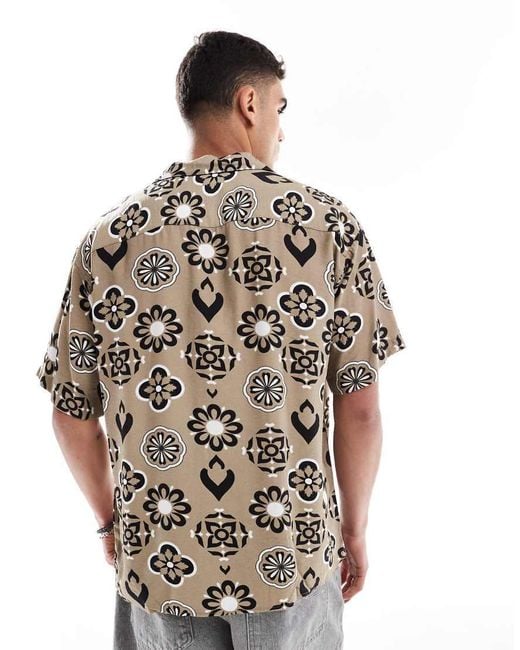 Jack & Jones Multicolor Revere Collar Geo Short Sleeve Shirt for men