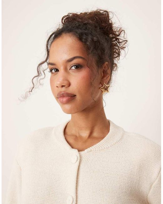 Aware Natural Knitted Button Down Bomber Jacket