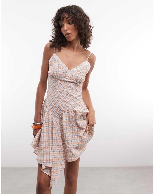 Reclaimed Vintage Pink Cami Mini Sundress With Asym Hem