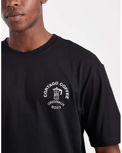 Only & Sons Blue Relaxed Fit T-Shirt With Coffee Back Print for men