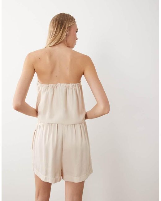 ASOS Natural Satin Pull-on Deep Turn Shorts
