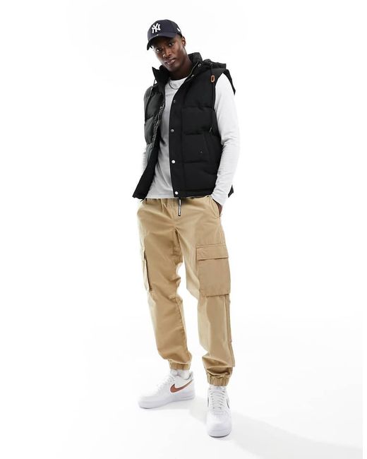 Superdry Black Hooded Everest Puffer Gilet for men