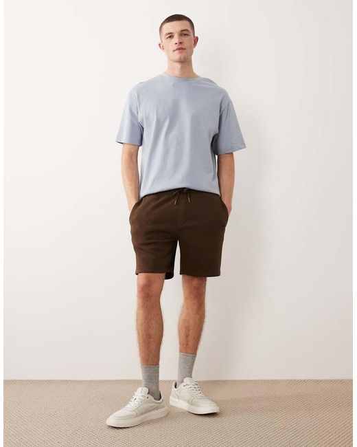 ASOS Blue Essentials Slim Mid Length Jersey Shorts for men