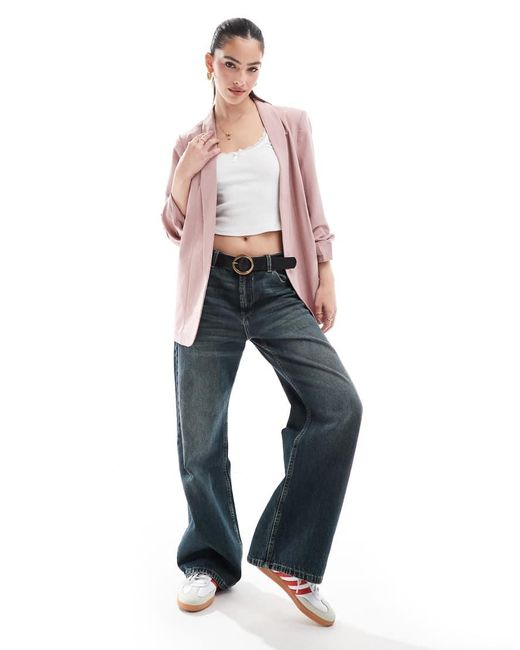 Pieces Pink Ruched Sleeve Blazer